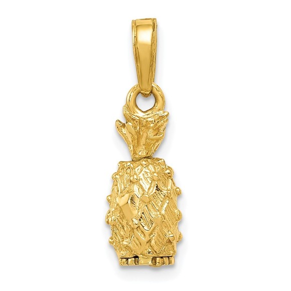Million charms 10k Yellow Gold 3-D Pineapple Necklace Charm...